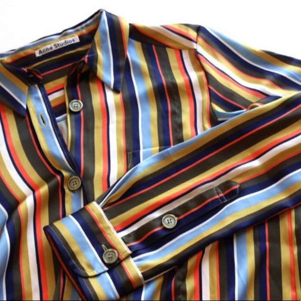 Wonderful Acne Women's Buse Striped Satin Blouse.